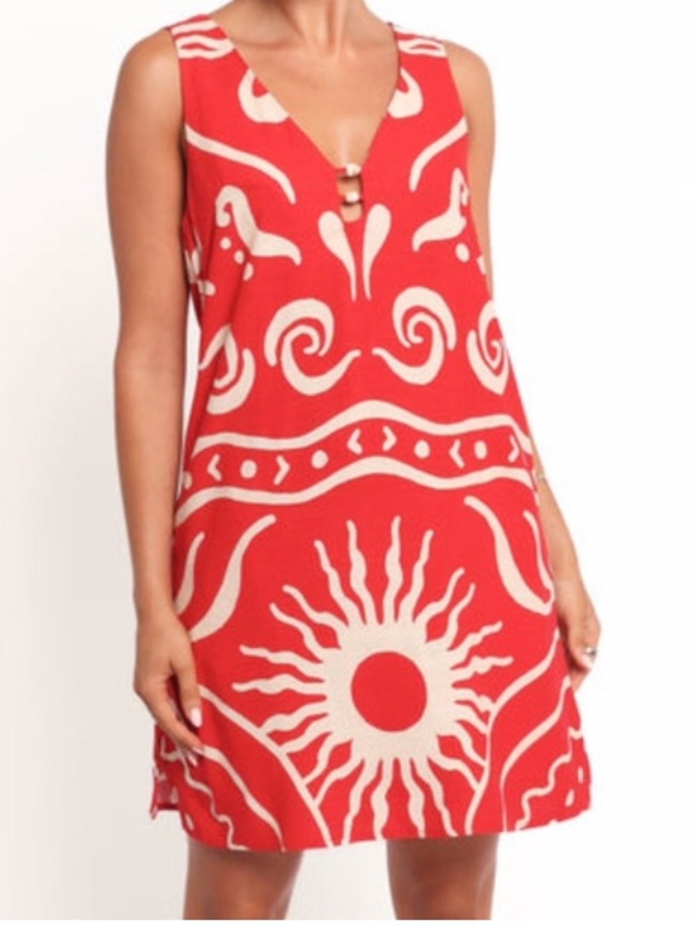 Petal and Pup Giulia Sleeveless Red Sunprint Shift Dress